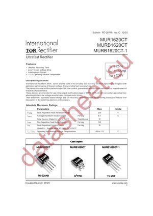 MURB1620CT-1 datasheet  